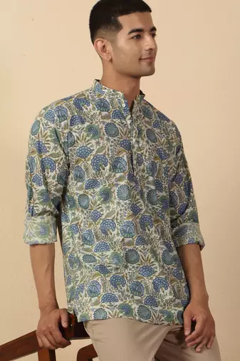   cotton jaipuri floral printed short kurta