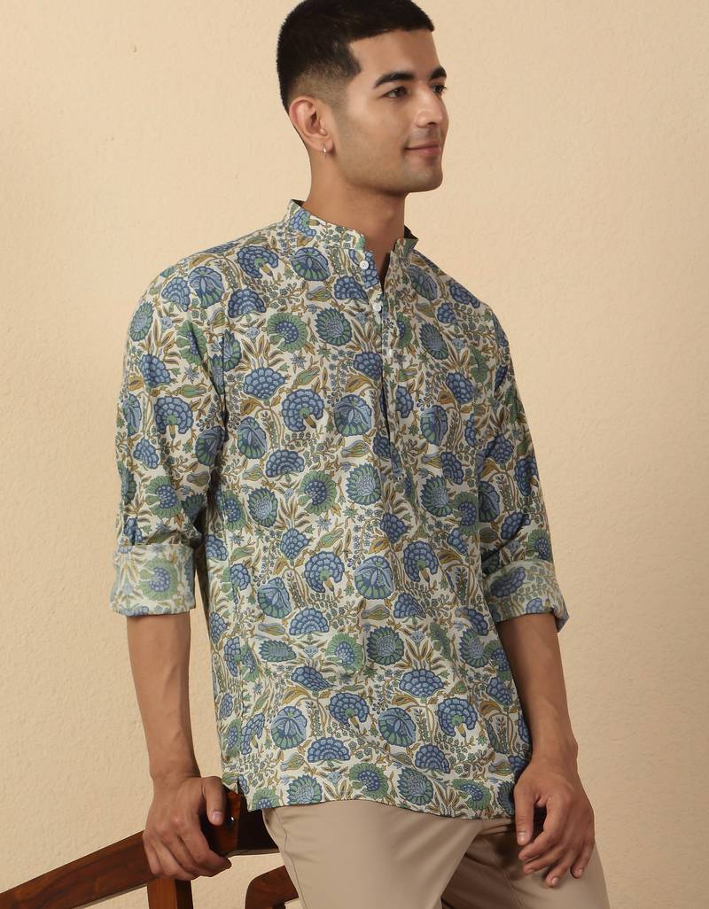   cotton jaipuri floral printed short kurta