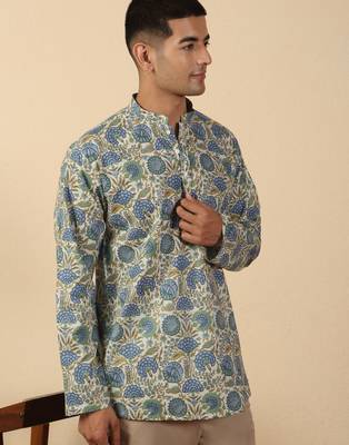   cotton jaipuri floral printed short kurta 5