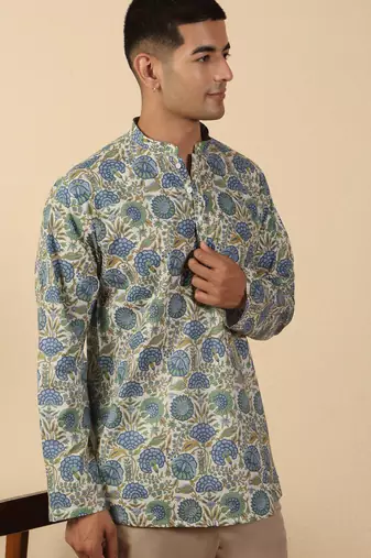   cotton jaipuri floral printed short kurta