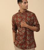   cotton ajrakh inspired paisley printed rust short kurta
