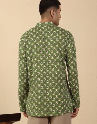   cotton kantha work floral printed short kurta 3