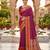 Magenta soft  silk with zari weaving chex &  rich pallu with contrast silk blouse