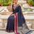 Navy blue soft  silk with zari weaving chex &  rich pallu with contrast silk blouse