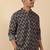   cotton kantha work printed short kurta – navy blue