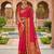 Rani pink soft  silk with zari weaving chex &  rich pallu with contrast silk blouse