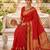 Red soft  silk with zari weaving chex &  rich pallu with contrast silk blouse