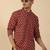 floral printed jaipuri  cotton red short kurta