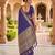 Royal blue soft  silk with zari weaving chex &  rich pallu with contrast silk blouse