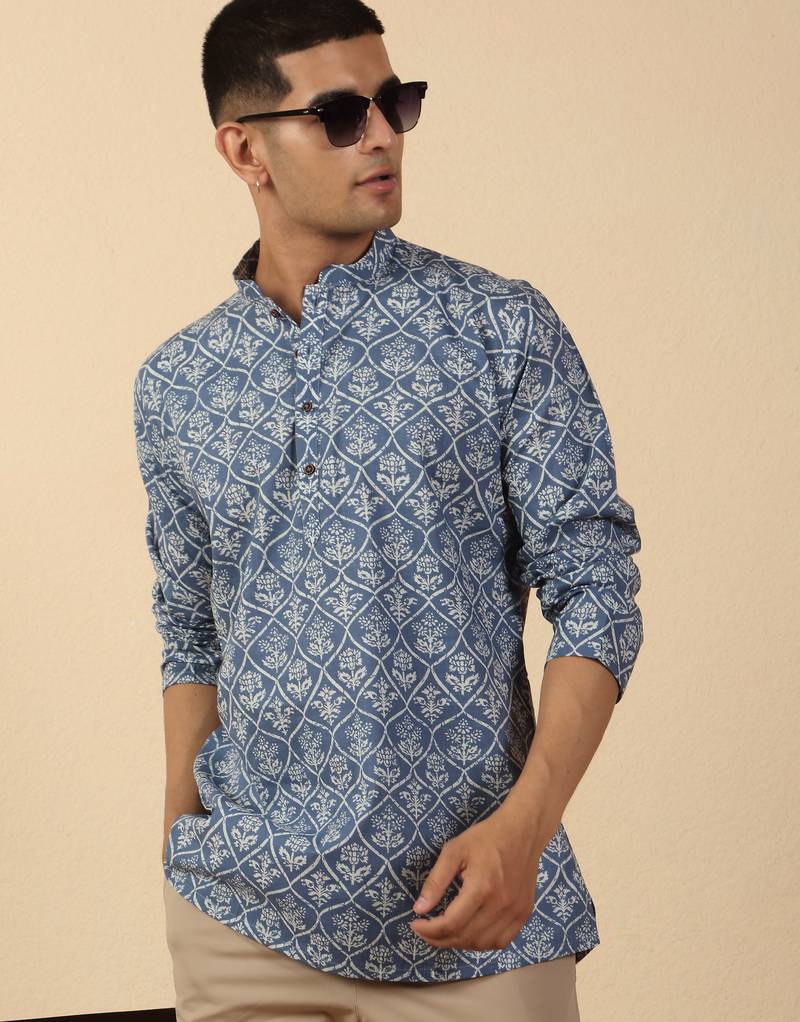 cotton jaipuri floral printed short kurta