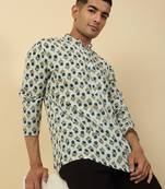 white floral jaipuri printed  cotton short kurta