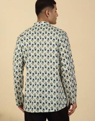 white floral jaipuri printed  cotton short kurta 3