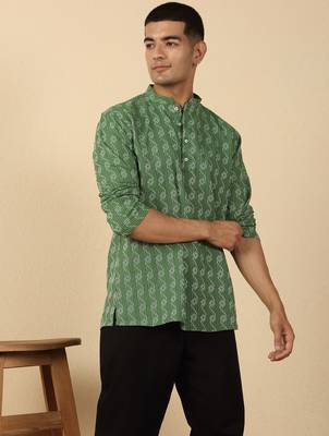  cotton green short kurta 1