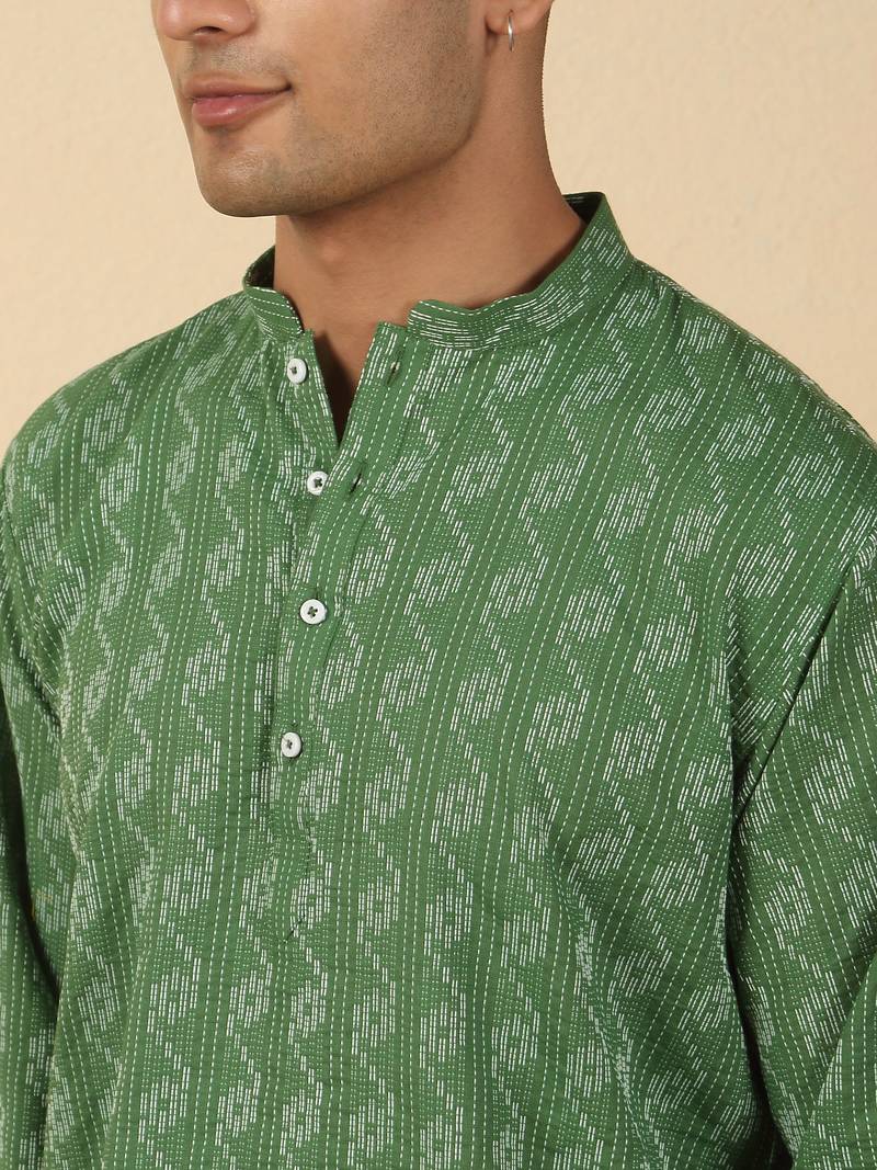  cotton green short kurta