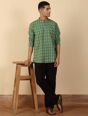  cotton green short kurta 4