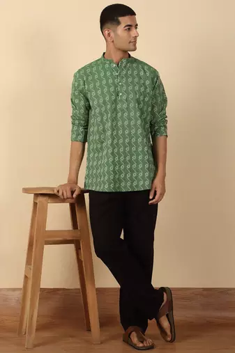  cotton green short kurta