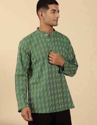  cotton green short kurta 5