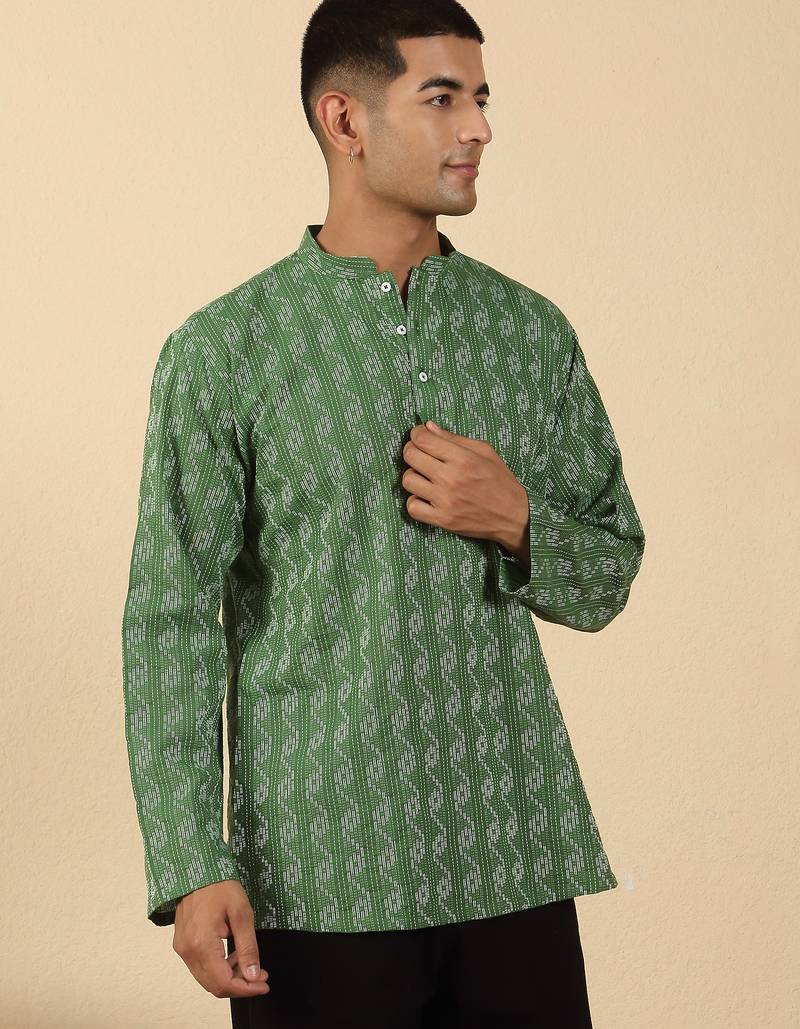  cotton green short kurta