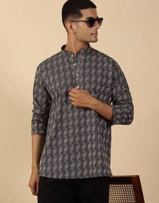  cotton grey short kurta 1