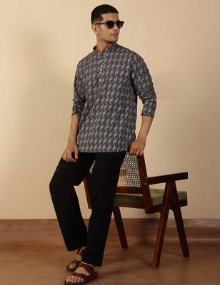  cotton grey short kurta 4