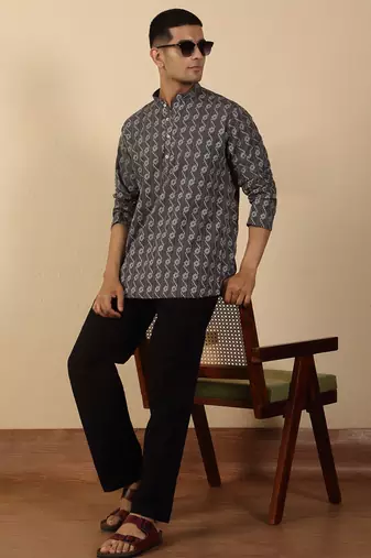  cotton grey short kurta