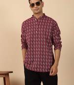  cotton maroon short kurta