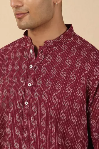  cotton maroon short kurta