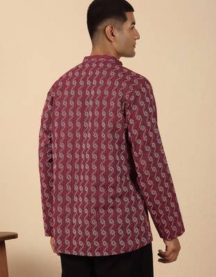  cotton maroon short kurta 3