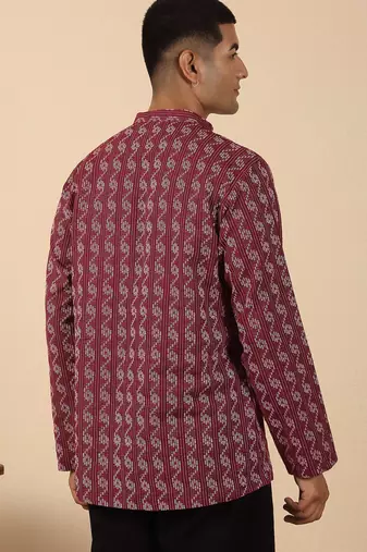  cotton maroon short kurta