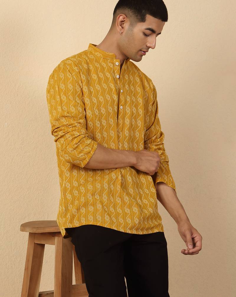  cotton yellow short kurta