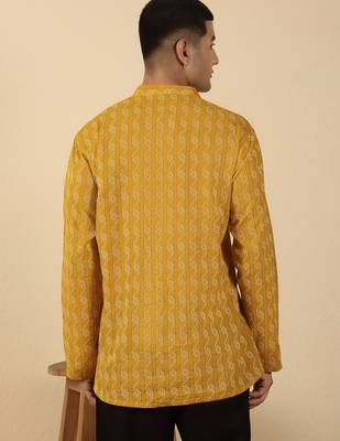  cotton yellow short kurta 3