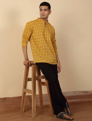  cotton yellow short kurta 4