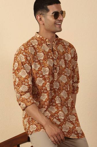  cotton vintage floral ethnic short kurta