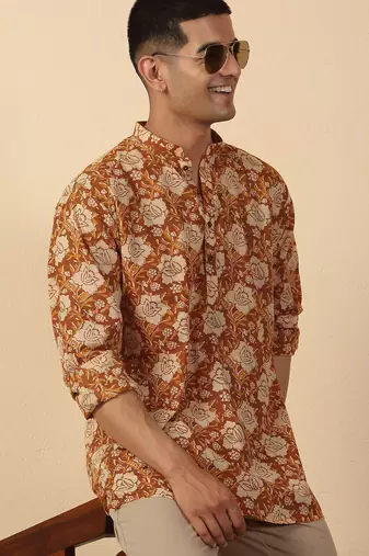  cotton vintage floral ethnic short kurta