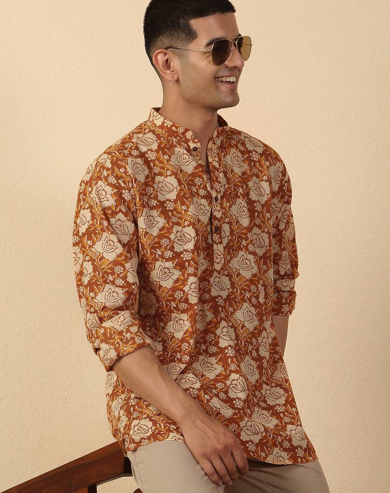  cotton vintage floral ethnic short kurta
