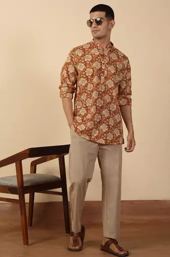  cotton vintage floral ethnic short kurta