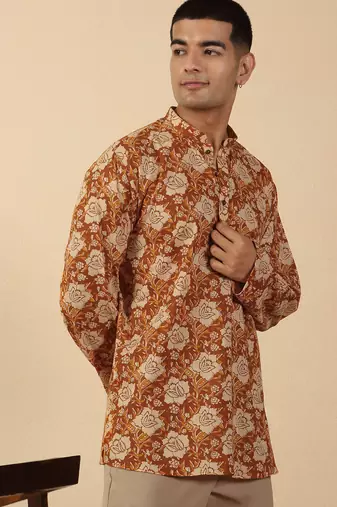 cotton vintage floral ethnic short kurta