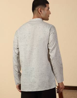 khadi cotton grey solid short kurta 2