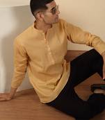 cotton striped beige short kurta