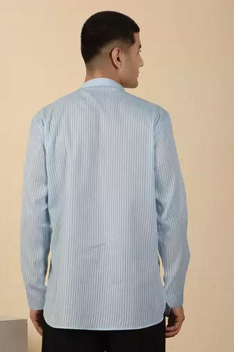 cotton striped blue short kurta