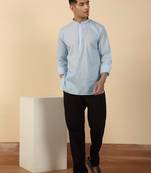 cotton striped blue short kurta