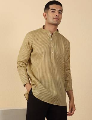 cotton striped green short kurta 1