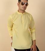 cotton striped lime yellow short kurta