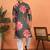 floral printed green cotton kurta with zip closure
