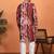 floral printed maroon cotton kurta with zip closure