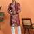 floral printed maroon cotton kurta with zip closure