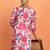 floral printed pink cotton kurta with zip closure