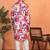 floral printed pink cotton kurta with zip closure