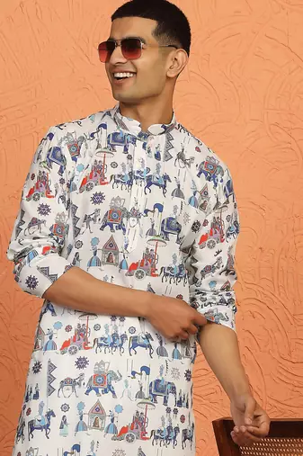 tradition printed cotton long kurta