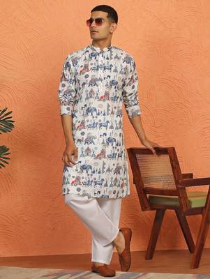tradition printed cotton long kurta 4